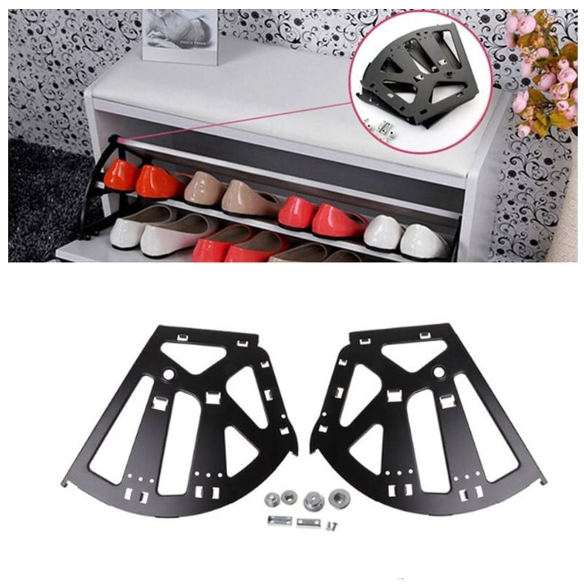 KUANGYE - Bisagras Soportes Para Mueble Zapatero De 3 Filas