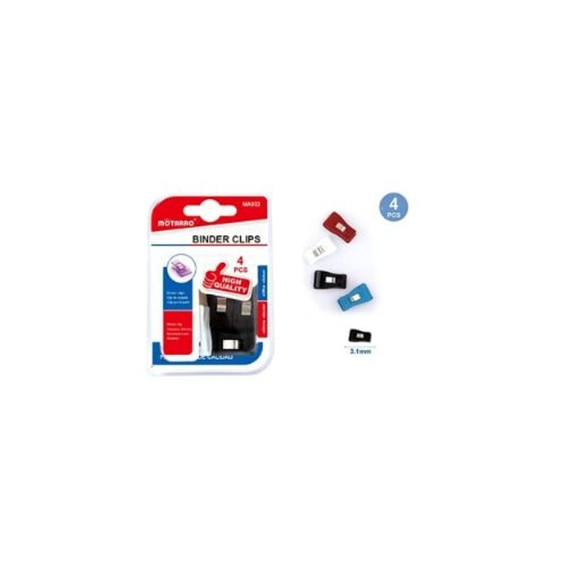 GENERICO - Clip De Carpeta Plástico Multicolor 3 1 Mm 6 Pcs