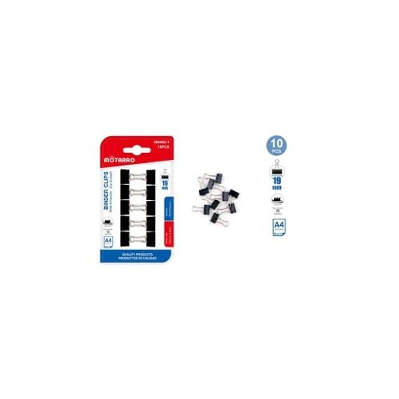 GENERICO - Clip De Papel Negro 19 Mm 10 Pcs