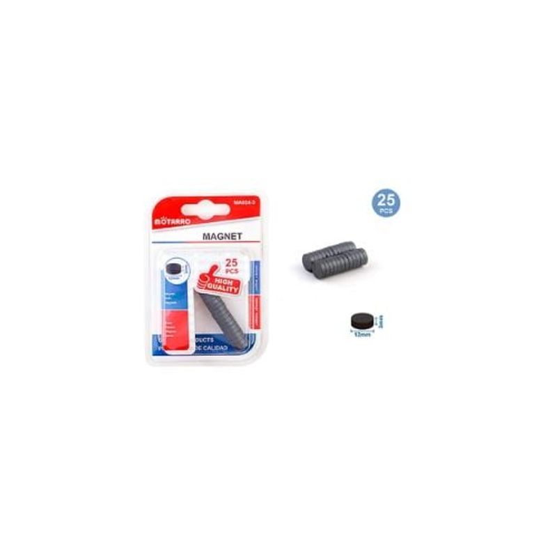 GENERICO - Imán Redondo Gris 3x12 Mm 25 Pcs