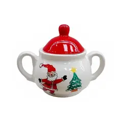 GENERICO - Azucarero de Cerámica Navideño - Tapa Roja