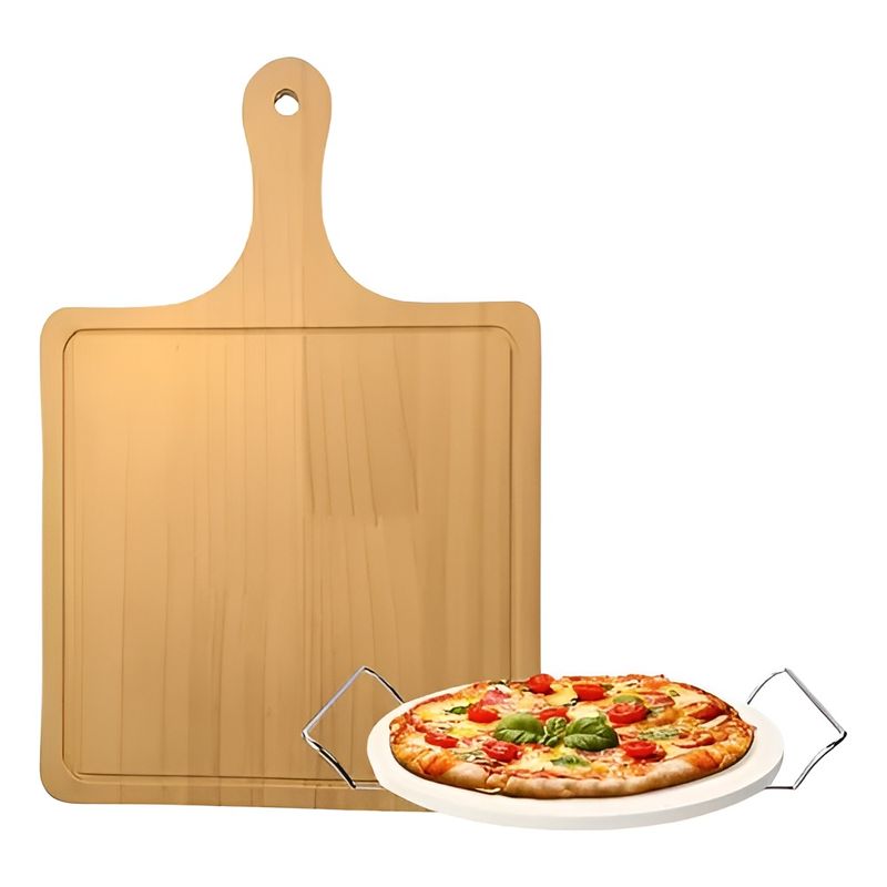 GENERICO - X2 Tablas Pizza Tabla Cuadrada Picoteo Plato Madera 30x40cm