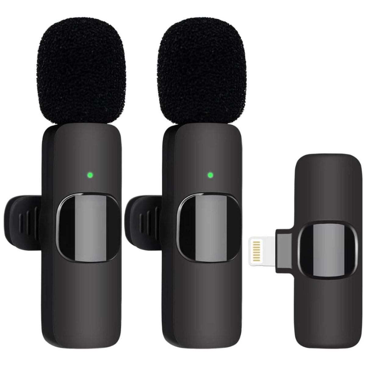 IMPORTCLICK - Set 2 Micrófonos Inalámbricos Solapa Lavalier Android Tipo C - Negro