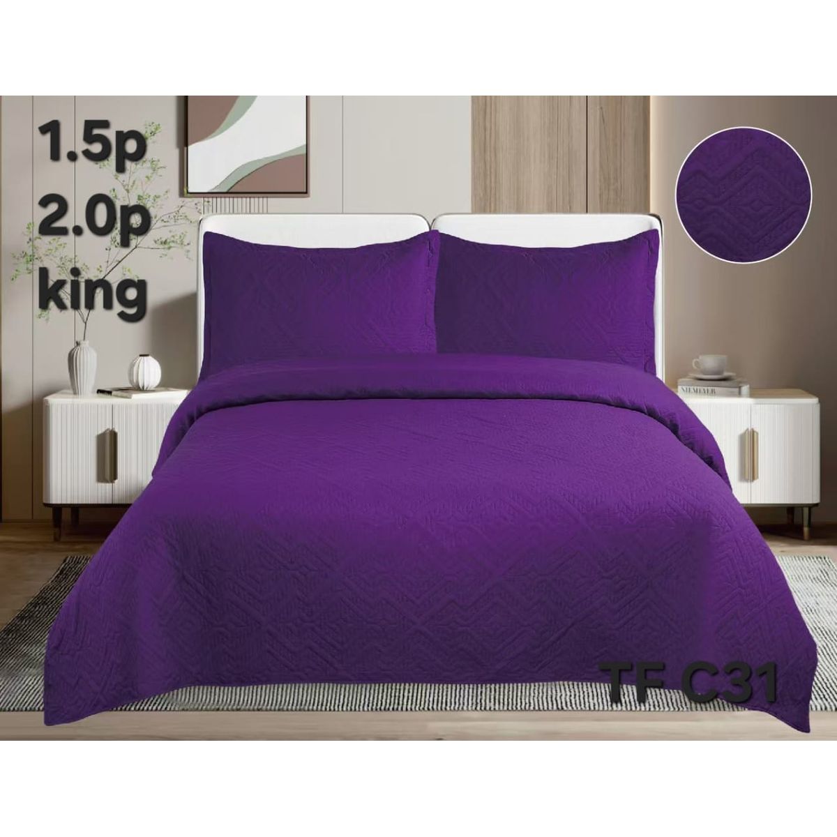 GENERICO - Cubrecamas quilt verano Liso color king
