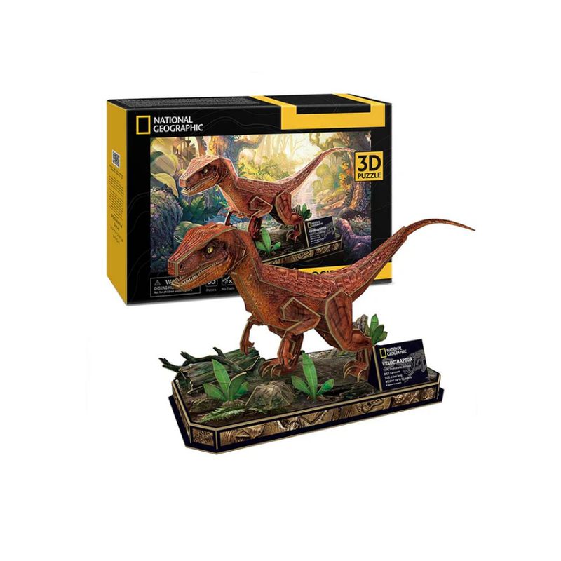 GENERICO - Velociraptor Armable Puzzle 3D 63 Piezas Cubicfun Natgeo