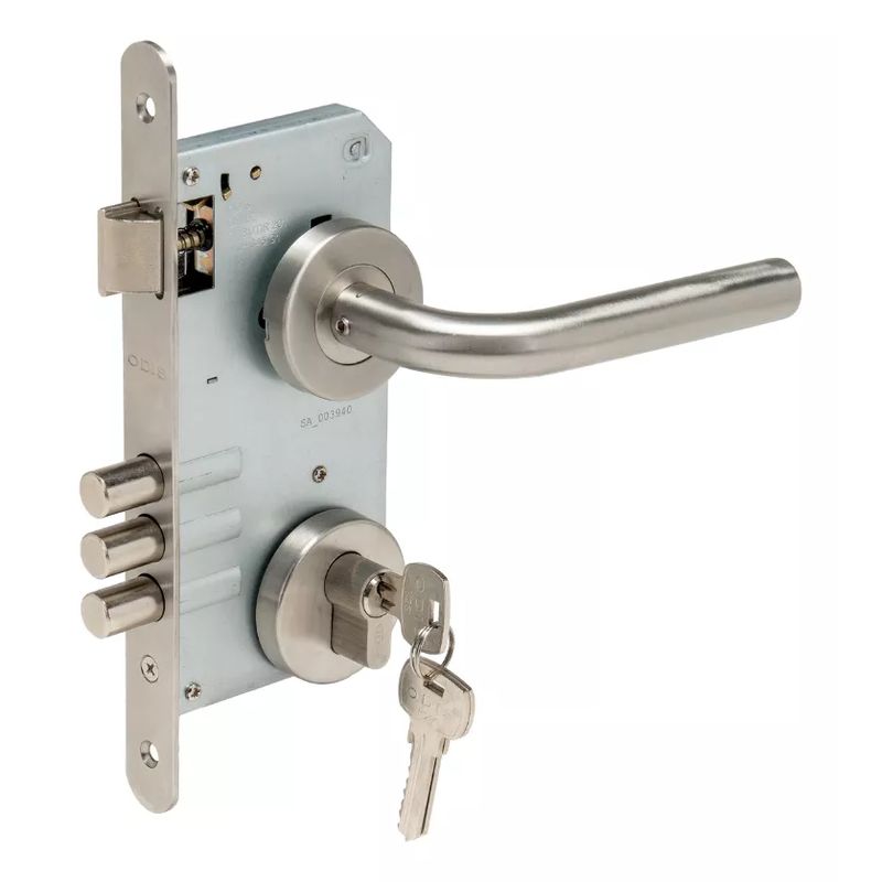 ODIS - Set Cerradura Embutir 201 Plata + Manilla 9380 Odis