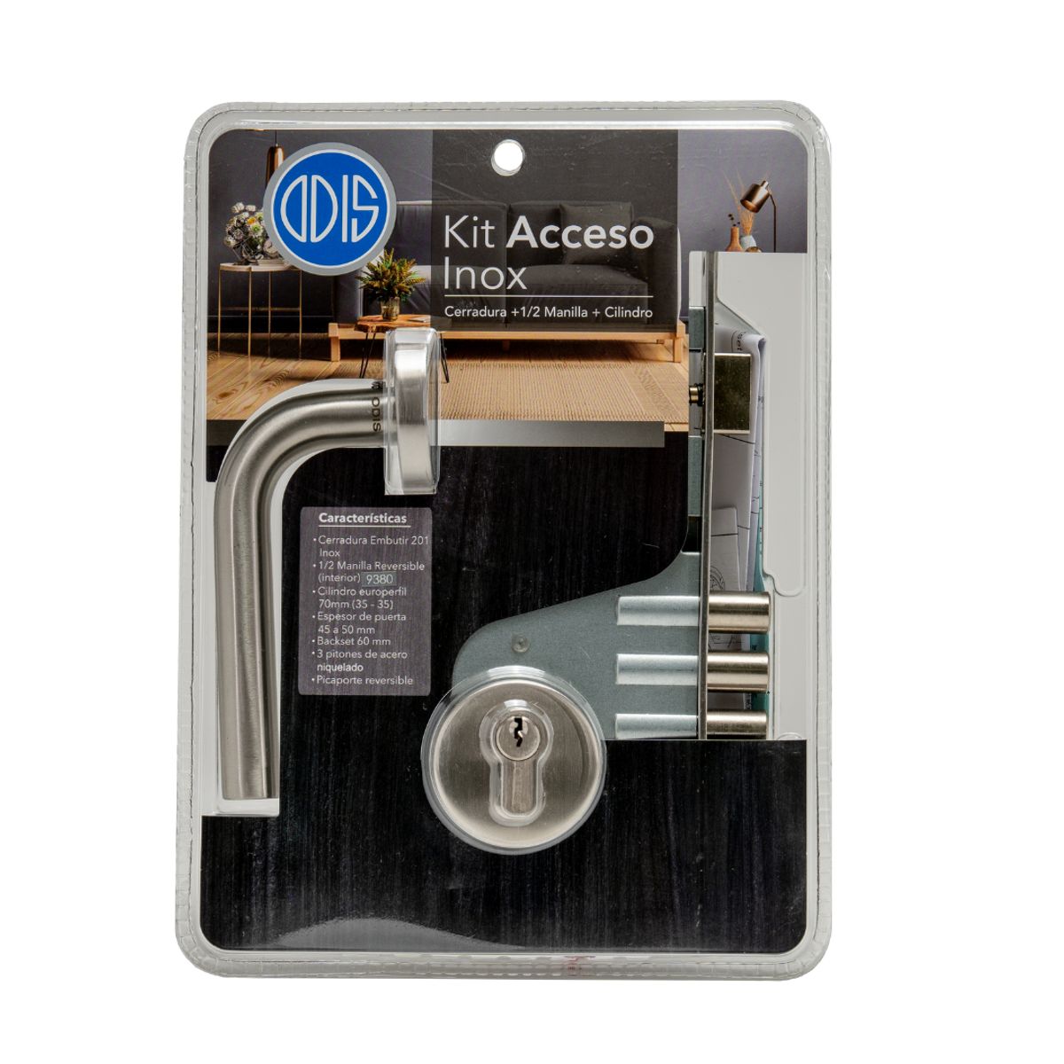 ODIS - Set Cerradura Embutir 201 Plata + Manilla 9380 Odis