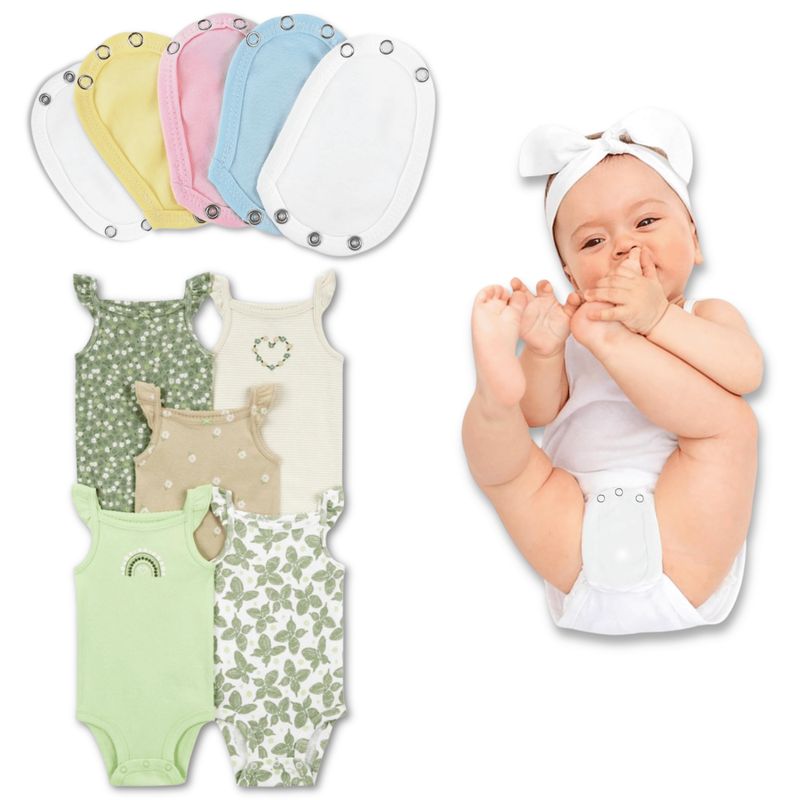 TEDMIMAK - Pack 5 Unidades Extensor Body Bebé +Pack 5 Bodys Niña Mariposas