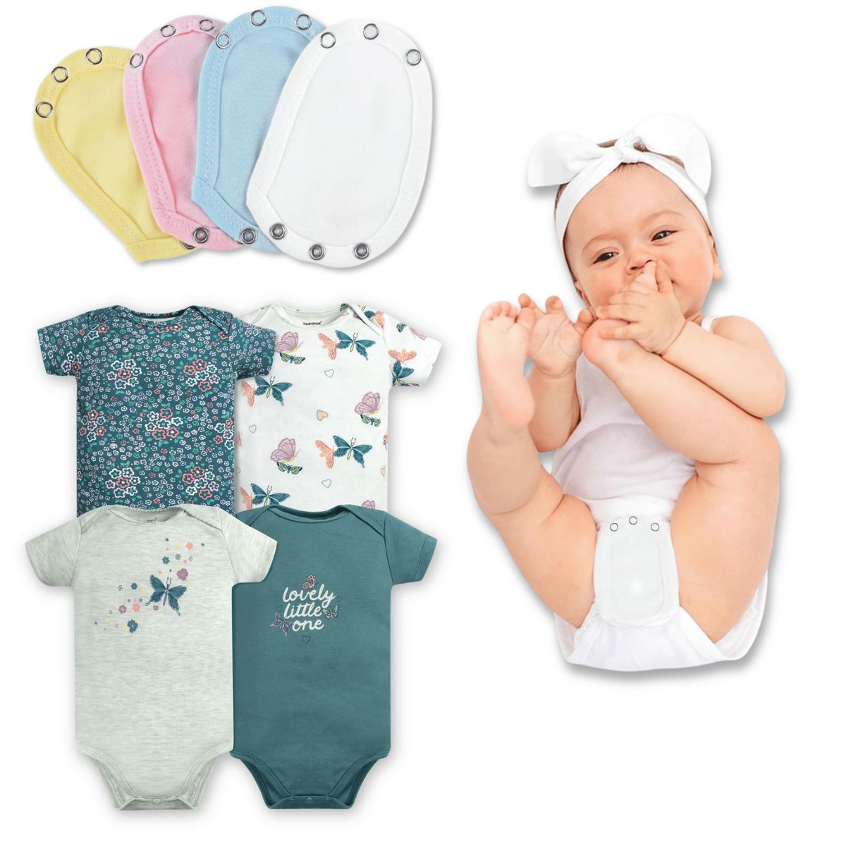 TEDMIMAK - Pack 4 Unidades Extensor Body Bebé +Pack 4 Bodys Niña Fresas Rojo