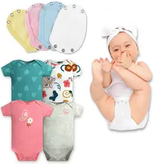 TEDMIMAK - Pack 4 Unidades Extensor Body Bebé +Pack 4 Bodys Niña Mariposa Rosa