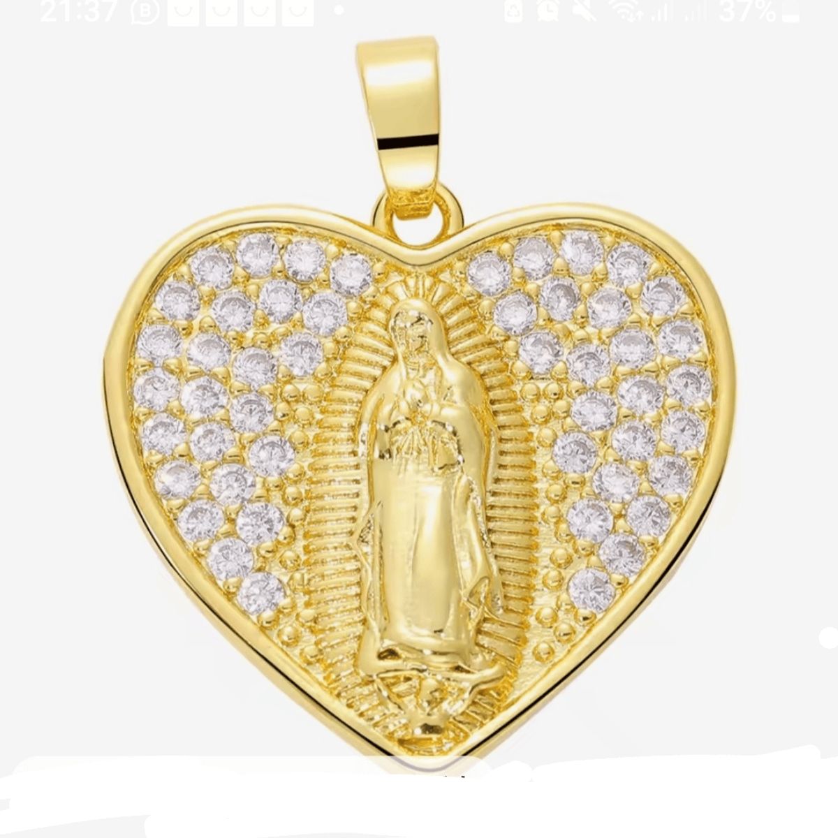 GENERICO - Collar y Medalla Virgen Guadalupe Corazón enchape oro