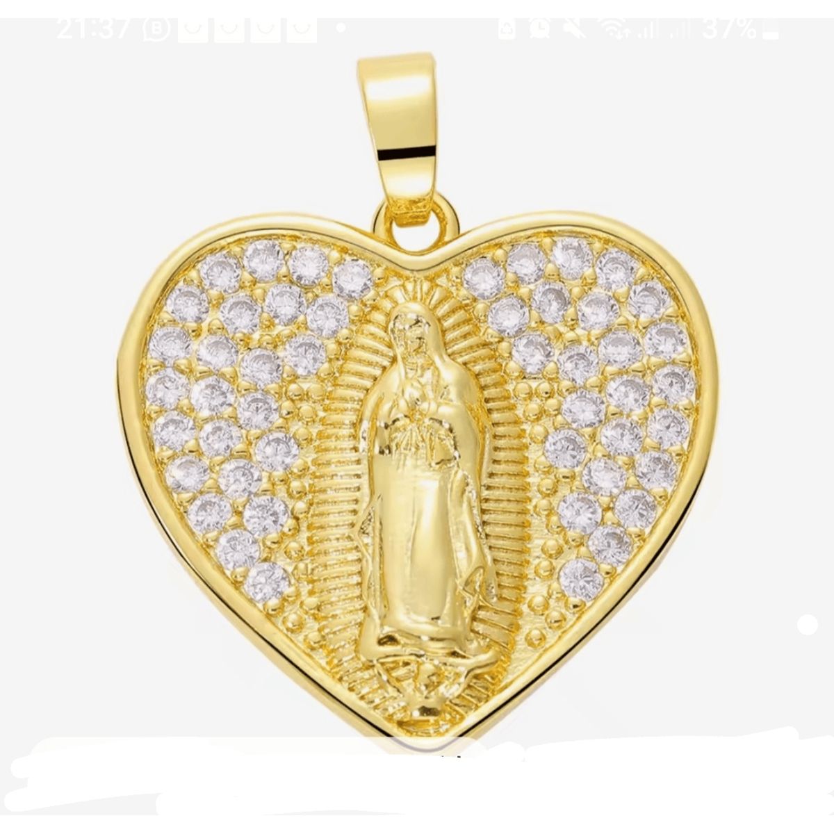 GENERICO - Collar y Medalla Virgen Guadalupe Corazón enchape oro