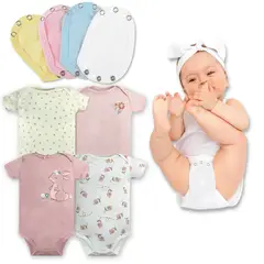 TEDMIMAK - Pack 4 Unidades Extensor Body Bebé +Pack 4 Bodys Niña Conejos Rosa