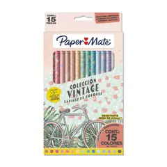 PAPER MATE - 15 Lapices De Colores Redondos Vintage