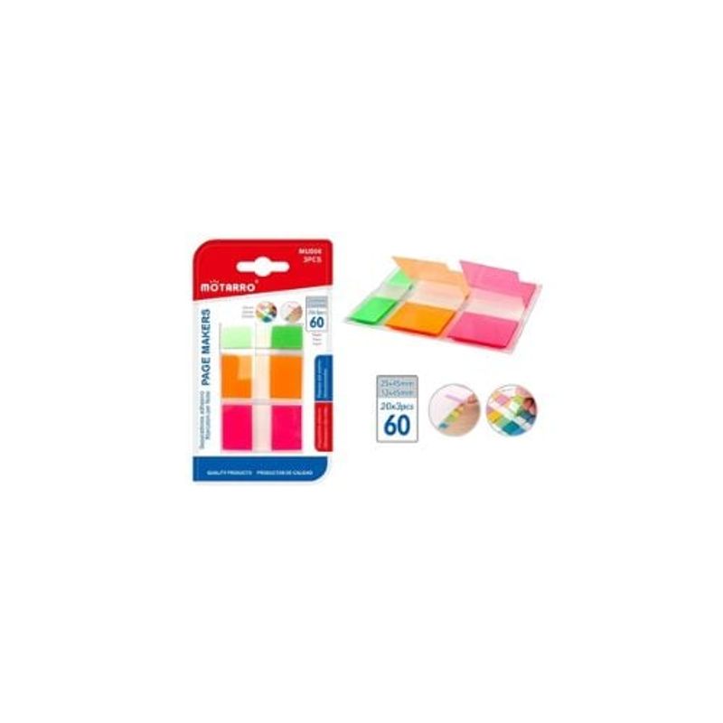 GENERICO - Separador Adhesivo Colores Flúor 60 Pcs