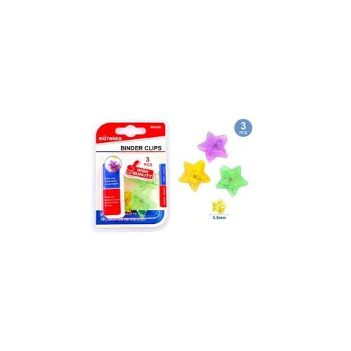 GENERICO - Clip De Carpeta Plástico Estrellas 4 Pcs