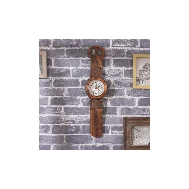 GENERICO - Reloj Madera Diseño Pulsera Vintage De Pared 77cm