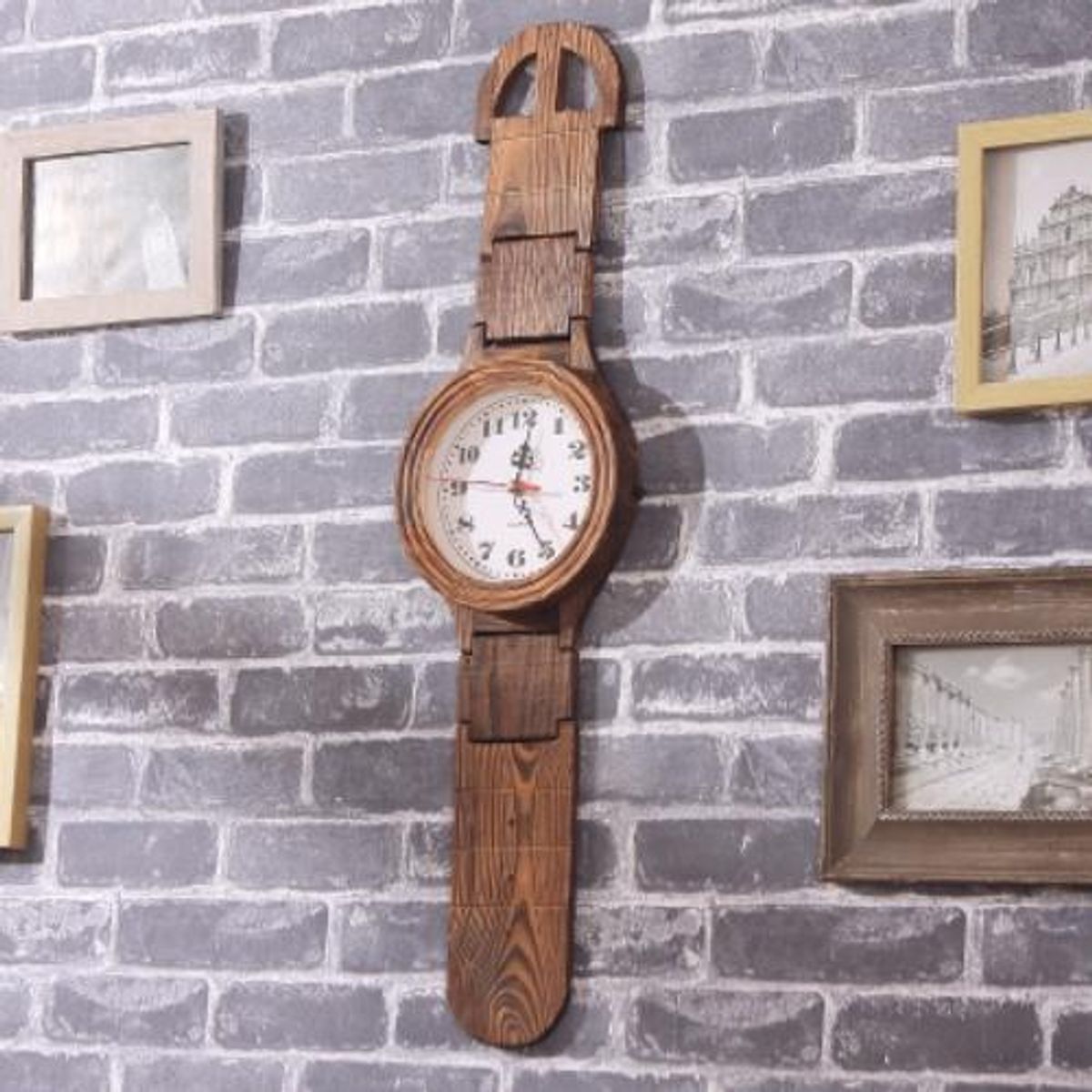 GENERICO - Reloj Mural  Madera  Pulsera Vintage De Pared 67cm