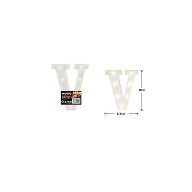 GENERICO - Letra V Con Luz Led 22cm