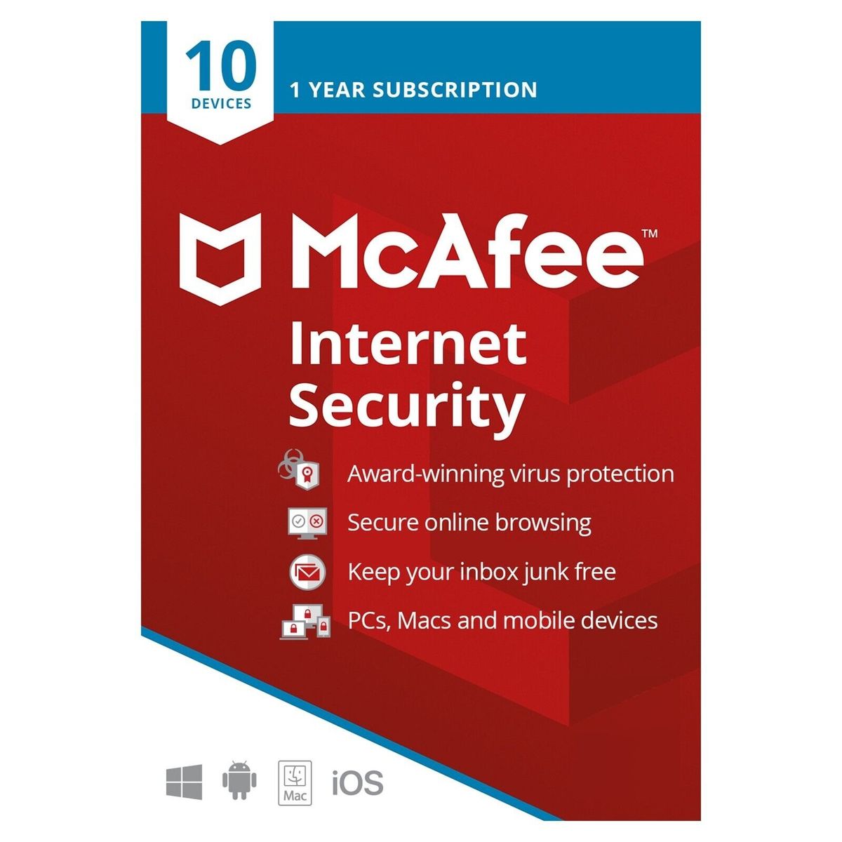 MCAFEE - McAfee Internet Security 1 Año 10 Dispositivos