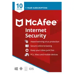 MCAFEE - Internet Security 1 Año 10 Dispositivos