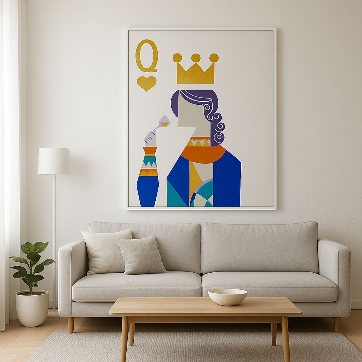 GENERICO - Cuadro Decorativo Reina de Corazones Pop Art  90x70 Pintado a mano