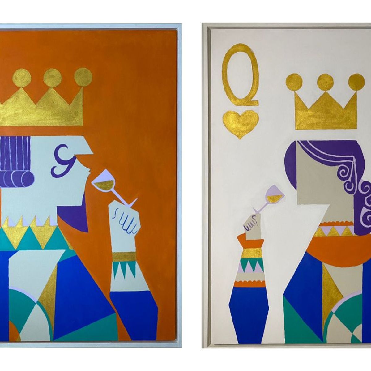 GENERICO - La Realeza Moderna Cuadro Decorativo Díptico Queen & King 90x70 cm