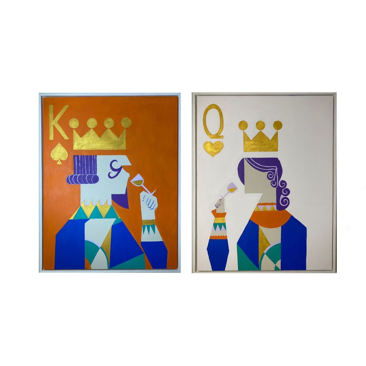GENERICO - La Realeza Moderna Cuadro Decorativo Díptico Queen & King 90x70 cm