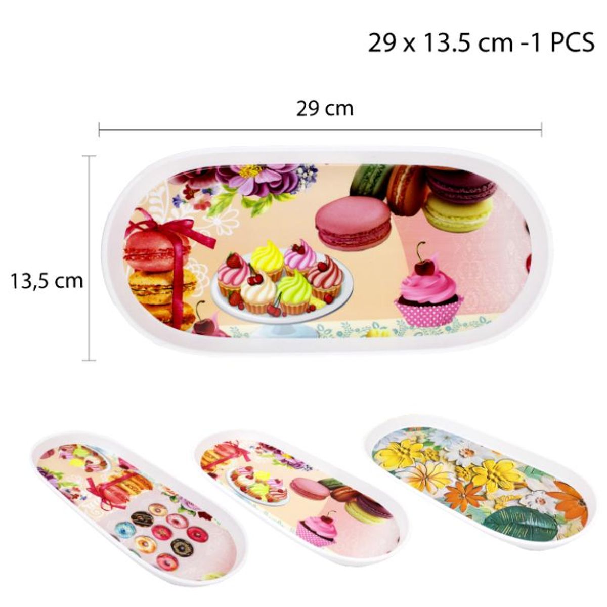 GENERICO - BANDEJA OVALADA PLÁSTICA DECORADA - 29 X 135 CM PARA CUMPLEAÑOS