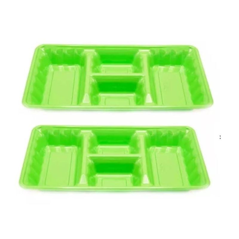 GENERICO - Pack 2 Bandejas Plásticas Cumpleaños Cotillón 38x18cm Fiesta verde