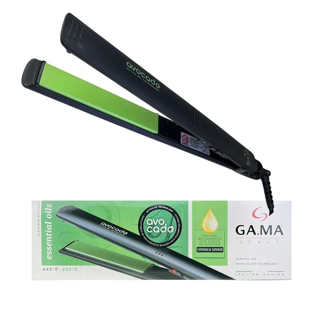GAMA - Plancha Alisadora Gama Elegance Avocado Ceramic Ion Active Oil Brillo