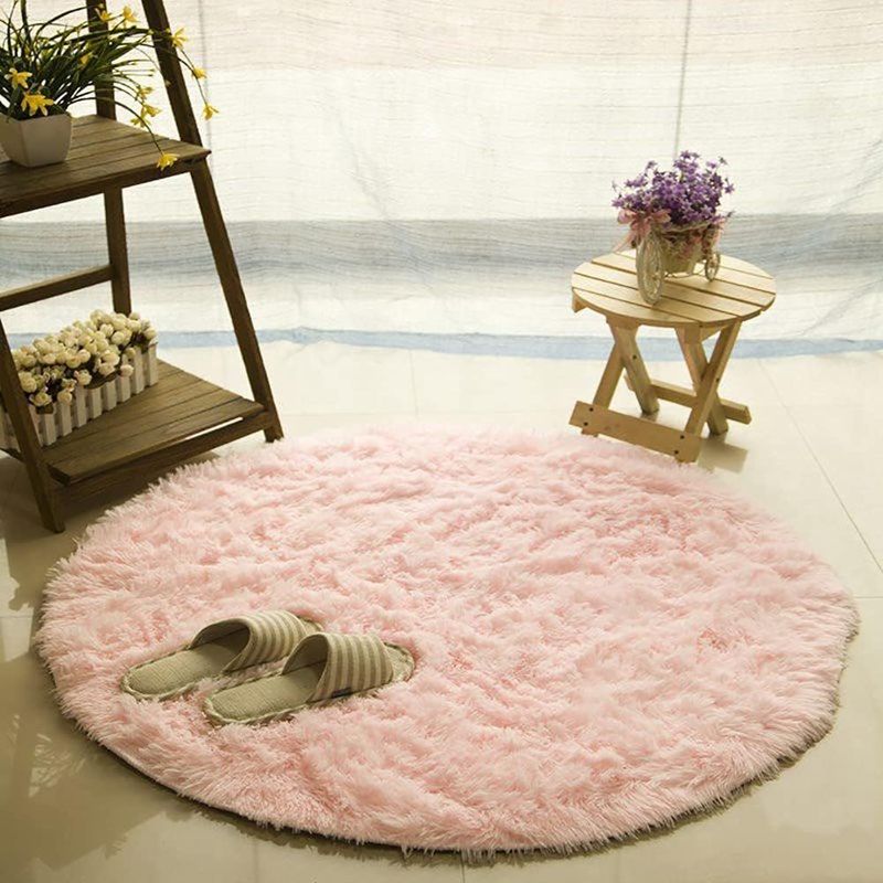 UNICO - Alfombra Redonda Peluche Circular 100cm Tapete Rosa
