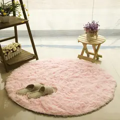 UNICO - Alfombra Redonda Peluche Circular 100cm Tapete Rosa