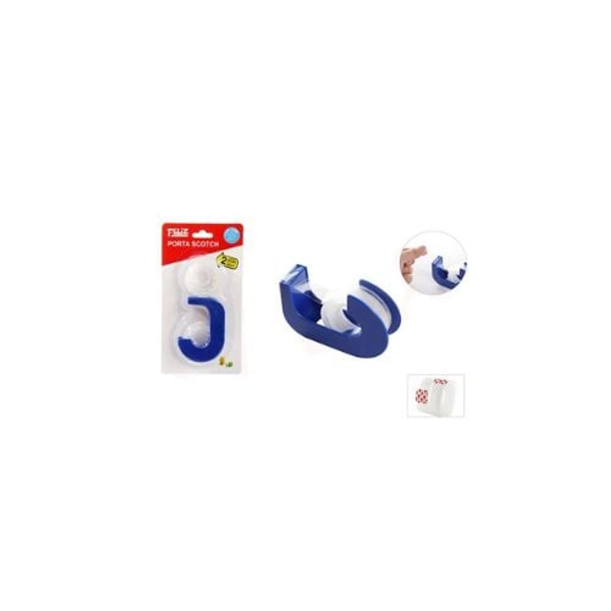 GENERICO - Cinta Adhesiva Con Dispensador Azul 2 Pcs