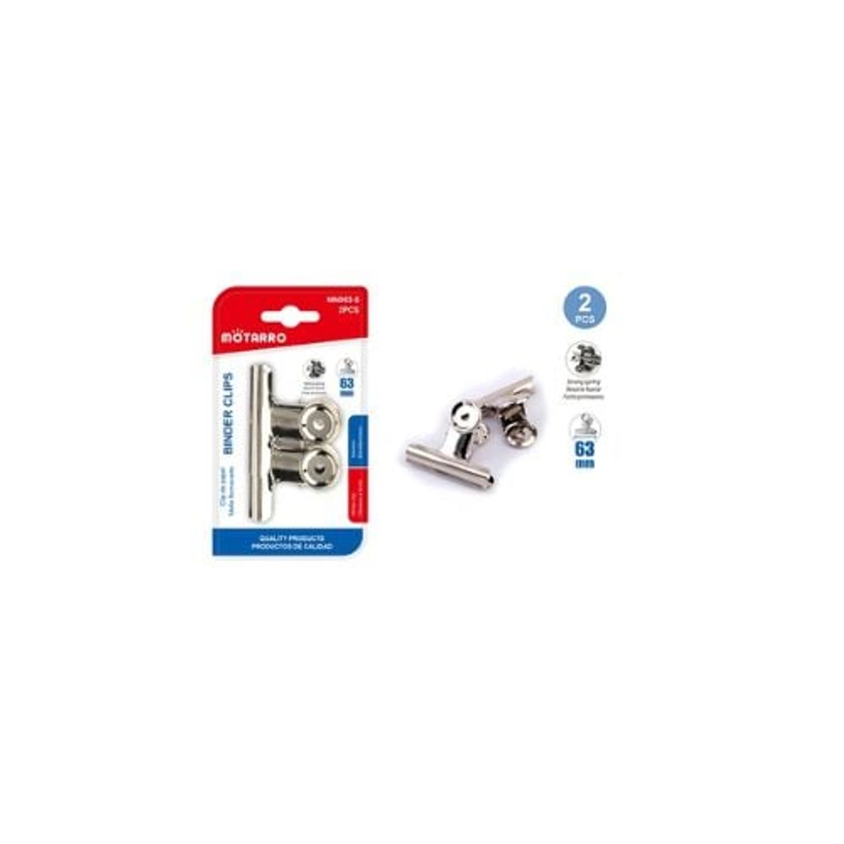 GENERICO - Clip De Papel Plateado 63 Mm 2 Pcs