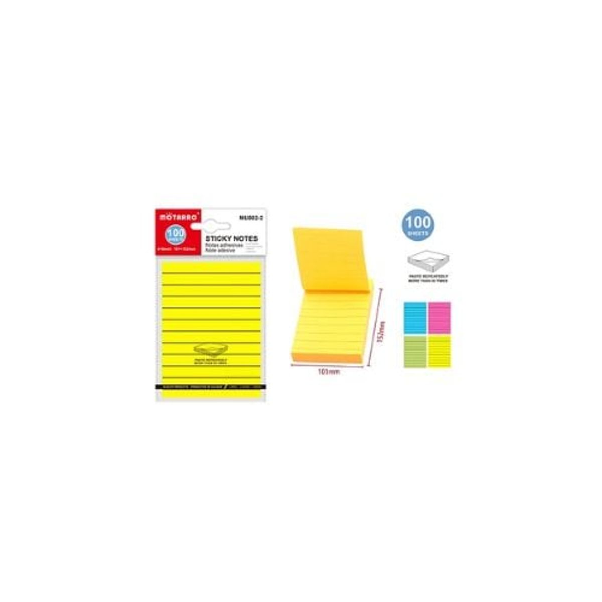 GENERICO - Set De Nota Adhesivas líneas 10x15 Cm 100 Pcs