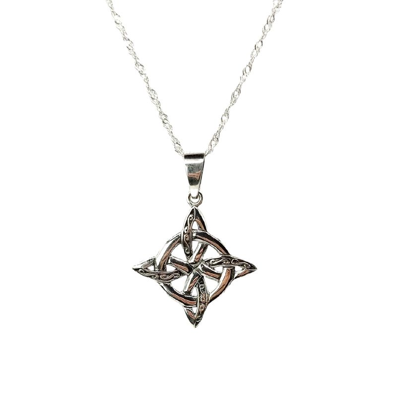 GENERICO - Collar Nudo de Bruja Talismán Plata Dije Grande 30x28 mms