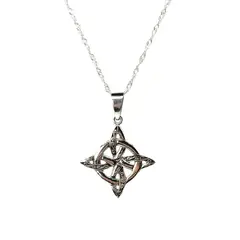 GENERICO - Collar Nudo de Bruja Talismán Plata Dije Grande 30x28 mms
