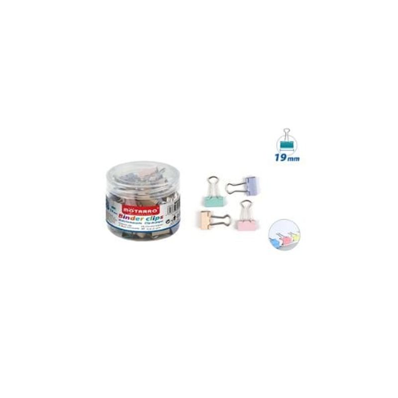 GENERICO - Apretador Doble Clip Multicolor 19 Mm 40 Pcs