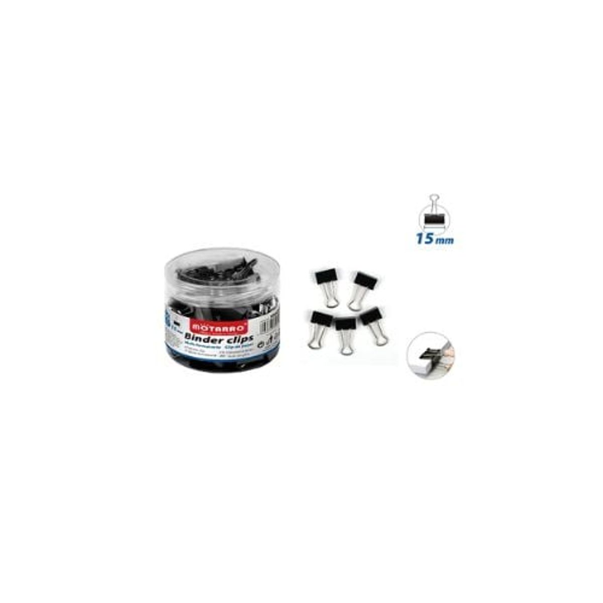 GENERICO - Apretador Doble Clip Negro 15 Mm 60 Pcs