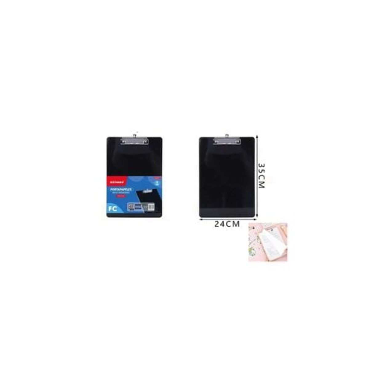 GENERICO - Tablero Con Pinza Negro 24x35 Cm