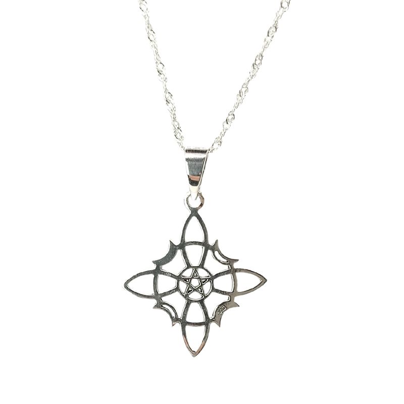 GENERICO - Collar Nudo de Bruja Hécate Plata Dije Grande 32x28 mms