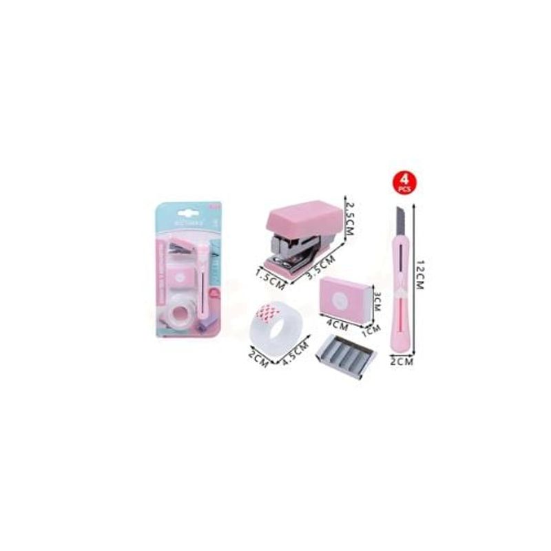 GENERICO - Set Corchetera Y Cortacartón Rosado