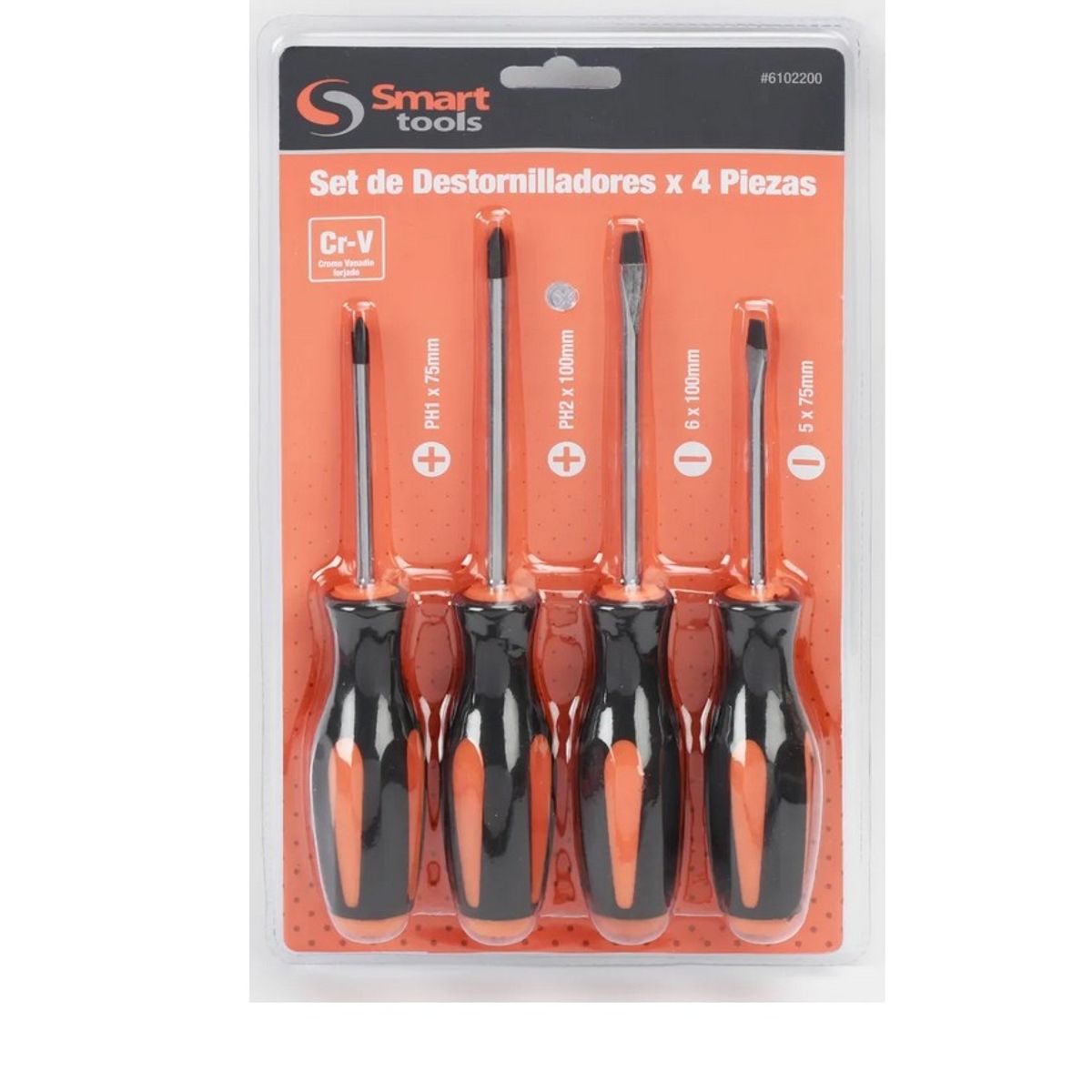 SMART TOOLS - Juego de destornilladores 4 piezas paleta y cruz - Smart Tools