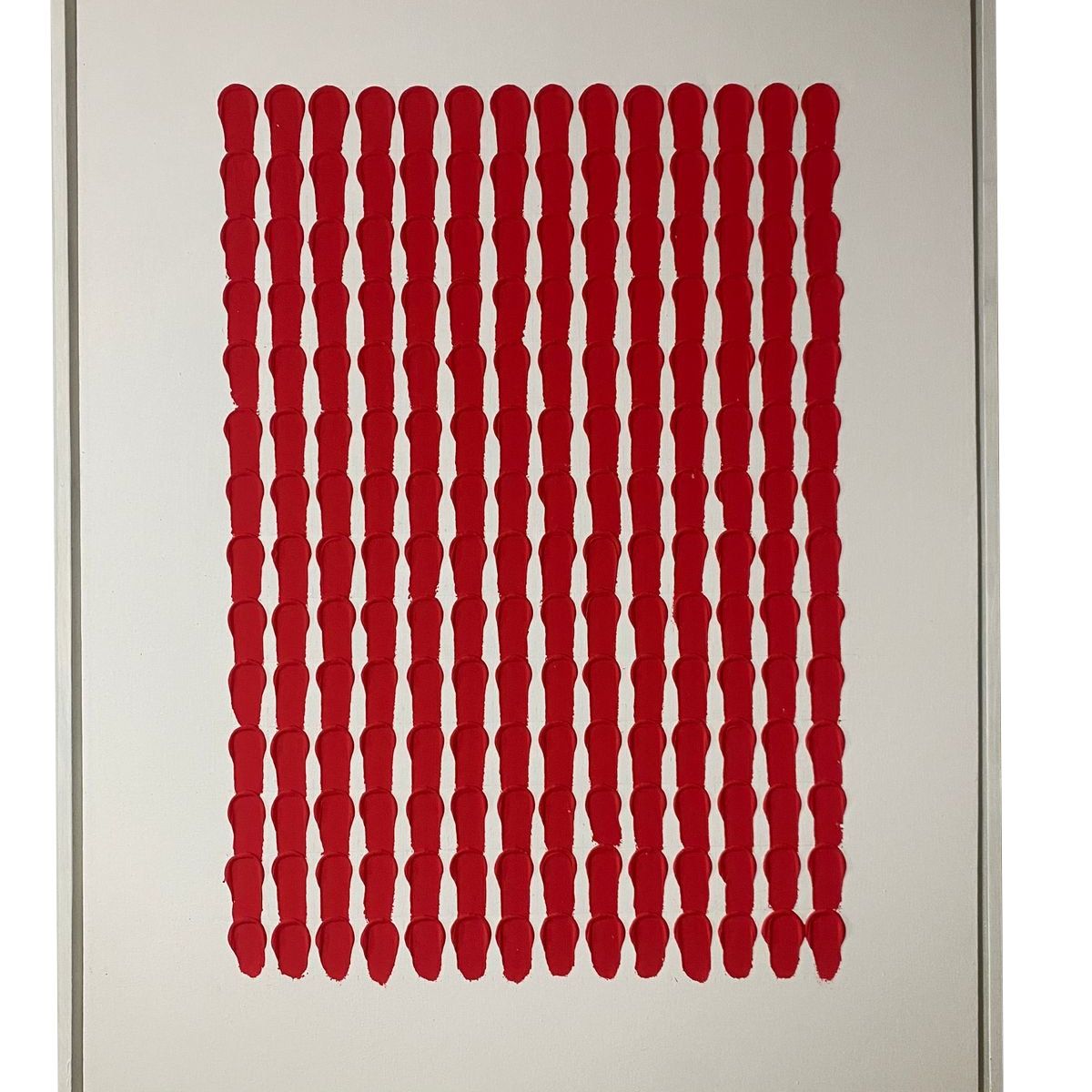 GENERICO - Cuadro Decorativo Abstracto Rojo Intenso Relieve Patron Texturizado 90x70 cm