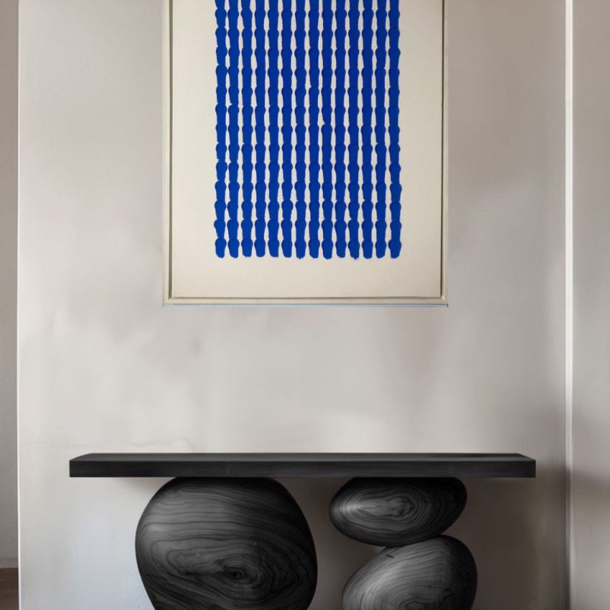 GENERICO - Cuadro Decorativo Abstracto  Azules Estilo Moderno Acrílico Pintado A Mano Texturizado 90x70 cm