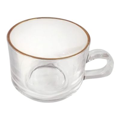 Imagen 2 del producto Set de 6 Tazas de Vidrio para Café con Borde Dorado Incluye Platillo