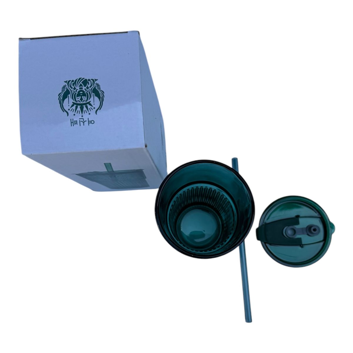 GENERICO - Vaso con Tapa y Bombilla de Vidrio -  600 ml