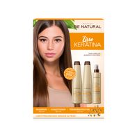 Pack Keratina Be Natural Termoprotector 250ml Shampoo 350ml y Acondicionador 350ml