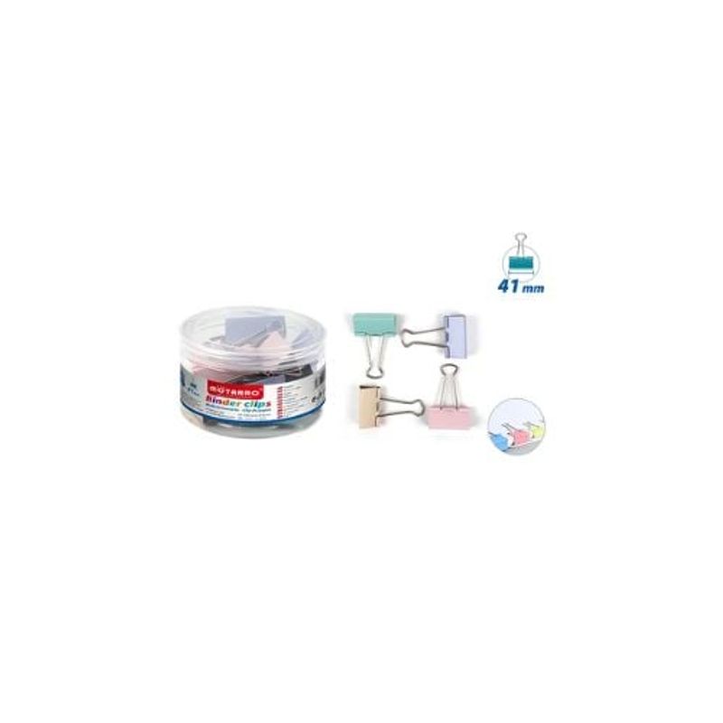 GENERICO - Apretador Doble Clip Multicolor 41 Mm 24 Pcs
